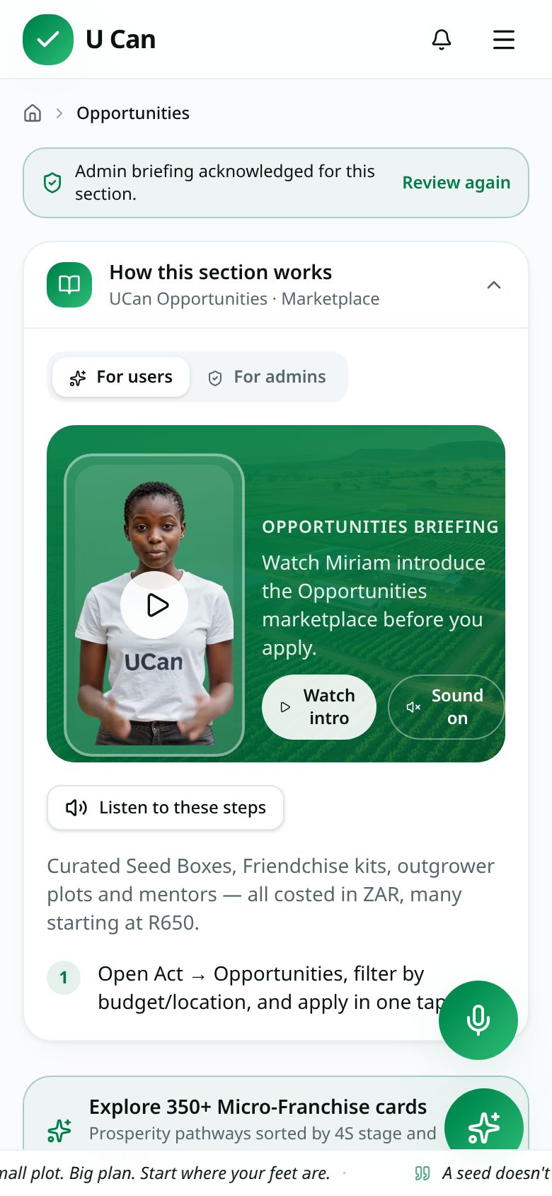 1 · Opportunities briefing